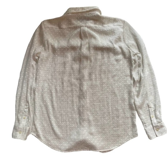 Banana Republic Button Down Shirt White Ivory Petite Size Small Sheer Polka Dot - Picture 7 of 8